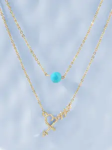 MINUTIAE Women Blue Brass Gold-Plated Layered Necklace