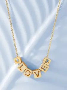 MINUTIAE Women Brass Gold-Plated Love Box Pendant Necklace