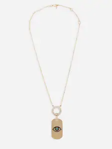 MINUTIAE Gold-Plated  & White Brass Evil Eye Motif Pendant Necklace