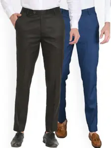 Sam and Jack Men Blue & Black Pack of 2 Smart Chambray Trousers