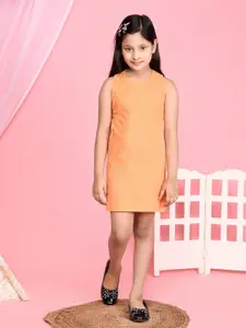 LilPicks Girls Orange Cotton Bodycon Dress