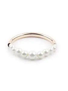 ODETTE Women Gold & White Pearls Bangle-Style Bracelet