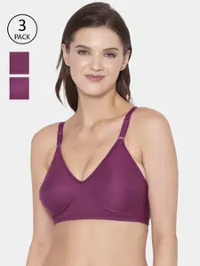 Souminie Pack Of 3 Purple Everyday Bras - Wireless Non-Padded