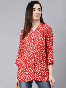 Ayaany Women Red Comfort Floral Printed Casual Shirt
