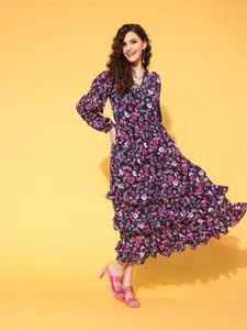 plusS Women Purple Floral Sundress Dress