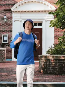 Harvard Men Blue Printed Sweatshirt