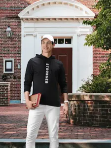 Harvard Men Black Hooded Full Sleeves Sweatshirt
