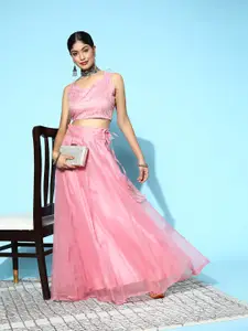 Shae by SASSAFRAS Pretty Pink Solid Ready to Wear Lehenga Choli