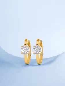 MINUTIAE Gold-Plated & White Studded Circular Hoop Earrings