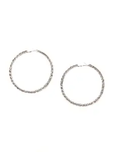 ODETTE Women Silver-Toned Classic Hoop Earrings