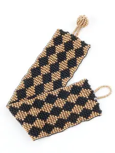 ODETTE Women Black & Gold-Toned Wraparound Bracelet