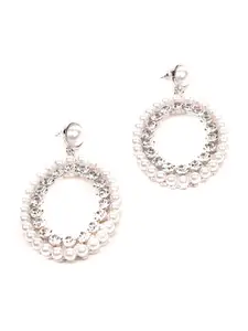 ODETTE Women Silver-Toned Classic Drop Earrings