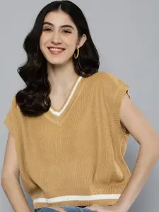 Harvard Women Brown Solid Acrylic Pullover