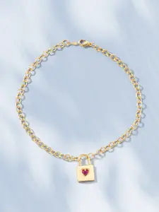 MINUTIAE Gold-Plated Red Crystal Studded Handcrafted Anklet