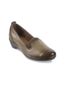 Mochi Olive Green Solid Casual Wedge Heels