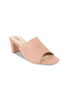 Mochi Peach-Coloured Block Peep Toes