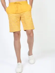 HIGHLANDER Men Yellow Striped Slim Fit Shorts