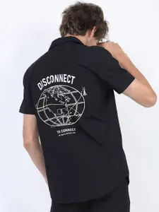 HIGHLANDER Men Black Slim Fit Printed Casual Shirt