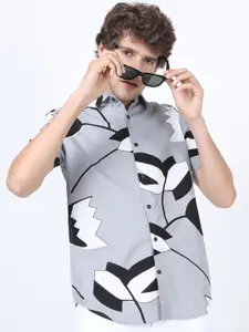 HIGHLANDER Men Grey Slim Fit Printed Casual Shirt