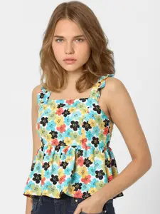 ONLY Multicoloured Floral Print Peplum Top