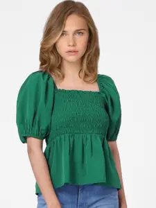 ONLY Green Smocked Top