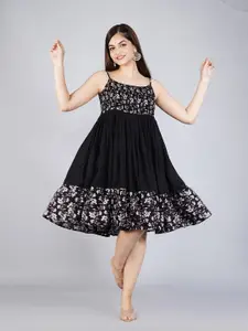 KALINI Ethnic Motifs Printed Fit and Flare Dress