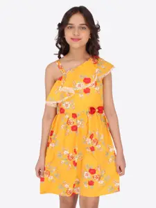 CUTECUMBER Mustard Yellow Floral Dress