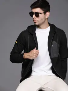 Ducati Men Black Solid Hooded Zip Detail Sweatshirt
