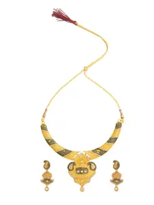 Shining Jewel - By Shivansh Gold-Toned Brass Gold-Plated Handcrafted Necklace