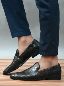 San Frissco Men Copper-Toned Textured Formal Slip-On Shoes