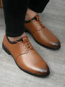 San Frissco Men Tan Brown Solid Formal Derbys
