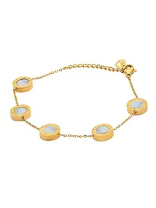 Moon Dust Women White Brass Mother of Pearl Gold-Plated Charm Bracelet