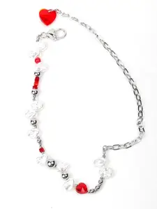 ODETTE Silver-Toned & Red Necklace