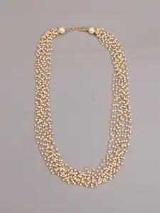 ODETTE White & Gold-Toned Pearl Beaded Statement Necklace