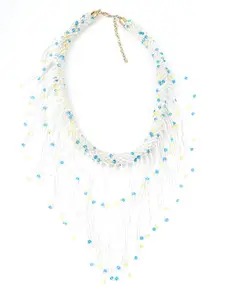 ODETTE White & Blue Artificial Beads Necklace