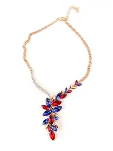 ODETTE Gold-Toned & Multicoloured Rhinestone Necklace