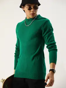 Kook N Keech Men Green Round Neck Knitted Pullover