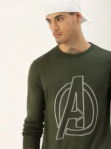 Kook N Keech Marvel Men Green & White Avengers Superhero Printed Pullover