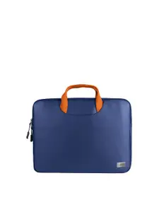 AirCase Unisex Blue 14.1 Inch Leather Laptop Sleeve with Handle