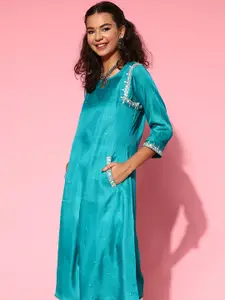 Jaipur Kurti Women Blue Silk All in the Details Kurta