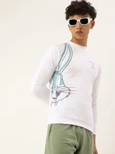 Kook N Keech Looney Tunes Teens Boys White & Blue Bugs Bunny Printed Sweatshirt