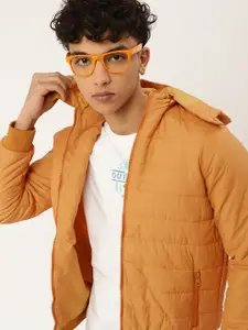 Kook N Keech Teens Boys Orange Solid Detachable Hood Bomber Jacket
