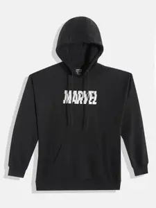 Kook N Keech Marvel Teens Boys Black Marvel Print Hooded Sweatshirt