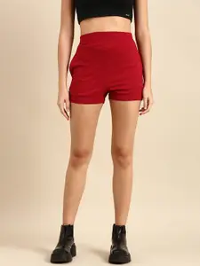 Athena Women Maroon Shorts