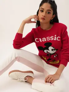 Kook N Keech Disney Teens Girls Red & Black Mickey Mouse Printed Pullover