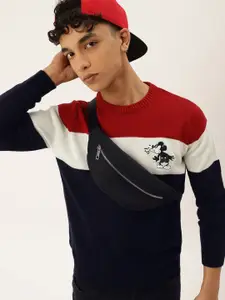 Kook N Keech Teens Boys Navy Blue & White Colourblocked Pullover