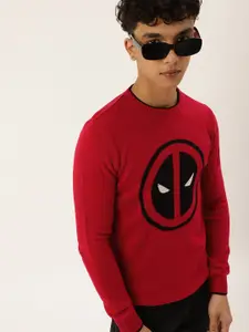 Kook N Keech Marvel Teens Boys Red & Black Deadpool Printed Pullover