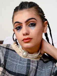 ODETTE Silver-Toned Beaded Necklace