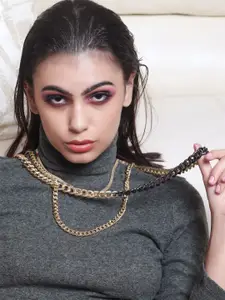 ODETTE Gold-Toned & Black Layered Necklace