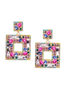 ODETTE Multicoloured Square Shaped Drop Earrings